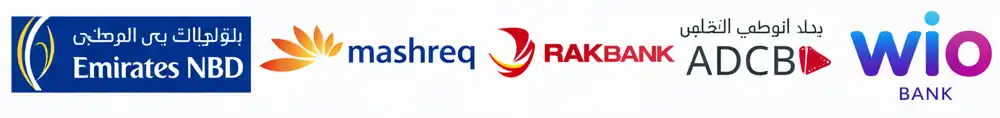 UAE Banking Partners - Emirates NBD, Mashreq, RAKBank, ADCB, WIO
